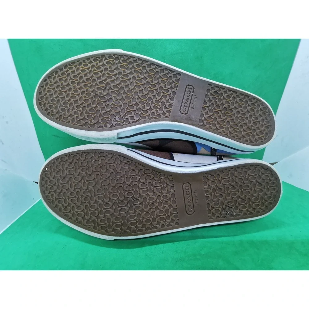 Coach Dalia Signature Canvas Sneakers Women Size 8.5M Brown Blue Cream Shoes